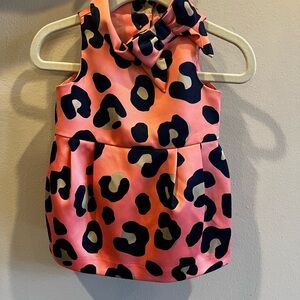 Janie and Jack Pink Leopard Print Dress with Bow